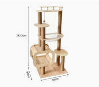 Arbre à chat multi-niveaux en bois massif avec nid et capsule spatiale intégrée, pour l'escalade des chats, prend peu de place