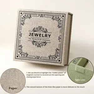 Boîte cadeau magnétique pliable de luxe noire personnalisée avec logo pour l'emballage en carton recyclé de bijoux de luxe - Product Image 3