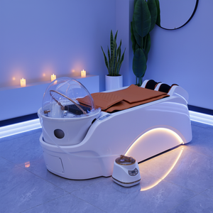 เก้าอี้สระผมไฟฟ้าสำหรับร้านเสริมสวยหรูหราทันสมัย พร้อมโครงสแตนเลสและฟังก์ชั่นนวดแบบน้ำตก - Product Image 1