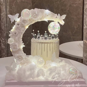 Décoration de gâteau en acrylique blanc « Lune et Douceur » pour la Saint-Valentin, la Fête des Mères, le Festival Qixi, la Journée de la Femme - Product Image 4
