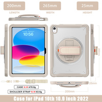 Étui de tablette hybride robuste antichoc en TPU pour iPad 10e génération 10,9 pouces 2022, coque transparente avec sangle d'épaule et support