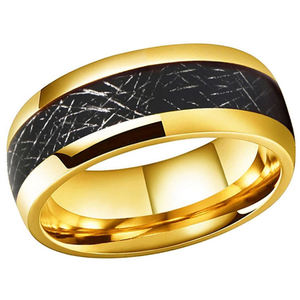 CHENG JEWELERS Bijoux pour hommes, alliances en carbure de tungstène avec incrustation de fibre de carbone <span class=keywords><strong>noire</strong></span> de 8 mm, or 18 carats - Product Image 5