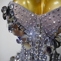 Robe moulante mini bustier en sequins argentés avec strass, idéale pour la scène et les spectacles, pour femme, personnalisable pour Drag Queen