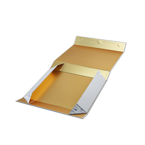 Luxury Cardboard White <b>Foldable</b> Gift <b>Box</b> with Golden Inside for Premium Packaging and Custom Brand Presentation - Product Image 1