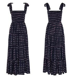 Vestido de Verano Nuevo y Popular para Mujer, Estilo Bohemio, Largo hasta el Suelo, Cuello Cuadrado, Lazo, Tejido Estampado Floral, Corte en <span class=keywords><strong>A</strong></span>, Cintura Natural, Casual, para Playa - Product Image 3