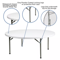 Vente en gros de table pliante ronde intérieure extérieure en HDPE de 2m de long tables de jardin portables et pliables pour les fêtes et les événements