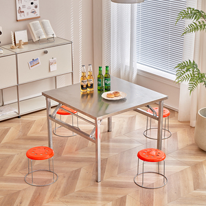 Tavoli pieghevoli <span class=keywords><strong>in</strong></span> acciaio inox <span class=keywords><strong>metallo</strong></span> moderno ristorante sala <span class=keywords><strong>da</strong></span> pranzo mobili Set caffè <span class=keywords><strong>giardino</strong></span> pranzo tavoli <span class=keywords><strong>da</strong></span> esterno pieghevoli - Product Image 2