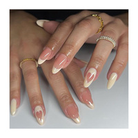 Conseils français à la mode clair longueur moyenne amande nue longueur moyenne amande acrylique ongles appuyez sur les ongles artificiels