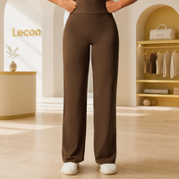 Pantalon de yoga taille haute à jambe large pour femme, sans couture avant, leggings évasés, très extensible, pour fitness, gym et entraînement, style palazzo