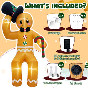 OurWarm Aufblasbarer Sitzender Lebkuchenmann Weihnachtsdekoration für Garten und Outdoor-Partys - Product Image 4