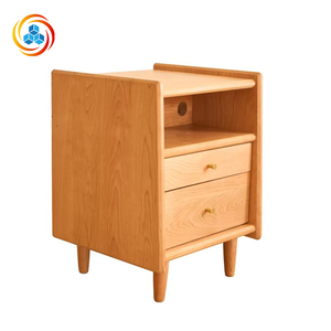 TALONGJ Mesita de Noche Nórdica Minimalista de Madera Maciza Crema, Duradera y Ecológica para Dormitorio - Product Image 1