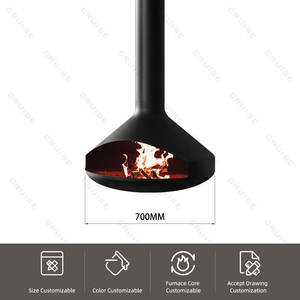 CRUISE Chimenea de madera colgante de 700mm Montado en el techo Truefire Estufa de vapor 3D Núcleo Moderno Quema de madera/Vapores electrónicos/Acohol - Product Image 4