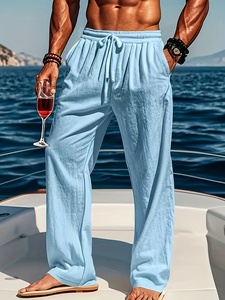 Nuovi <span class=keywords><strong>Pantaloni</strong></span> Estivi da Uomo Casual <span class=keywords><strong>in</strong></span> Maglia, Comodi e Larghi, a Gamba Larga, per Vacanze Hawaii, <span class=keywords><strong>con</strong></span> Coulisse ed <span class=keywords><strong>Elastico</strong></span> <span class=keywords><strong>in</strong></span> <span class=keywords><strong>Vita</strong></span> - Product Image 1