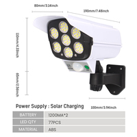 Lampe de surveillance solaire à détection de mouvement PIR, lumière de sécurité solaire avec télécommande, étanche IP65 pour villa, cour, extérieur