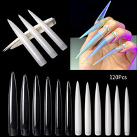 Nouvel Arrivage Transfrontalier : Faux Ongles d'Exposition pour Salon, Ongles Artificiels pour Nail Art, Faux Ongles d'Entraînement à Longueur Prolongée, Style Transparent 120