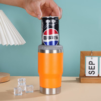 Refroidisseur de canettes mince et isolé 4 en 1, pour canettes et bières, en acier inoxydable, porte-canette de 14 oz à double paroi avec ouvre-boîte pour la vente en gros
