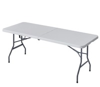Table et chaises pliantes en métal et plastique blanc de haute qualité pour 6 à 8 personnes, idéales pour les événements et les fêtes de jardin