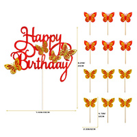 Großhandel Backen Kuchen Dekorationen Zubehör Zubehör Alles Gute zum Geburtstag Hochzeits feier 10 Stück Set Papier Schmetterlinge Cake Topper