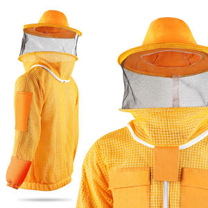 Traje de apicultura de protección Premium Chaqueta ventilada con cremallera de velo de capucha redonda para principiantes y apicultores comerciales - Product Image 6