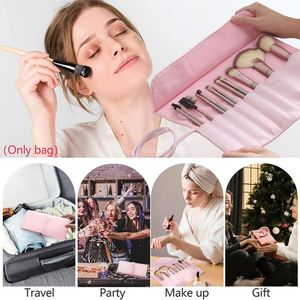 Trousse de Maquillage Imperméable en Cuir PU 2024, Format Voyage, avec Fermeture Éclair, Petite Pochette Organisateur pour Pinceaux de Maquillage, Modèle National Ouvert - Product Image 5