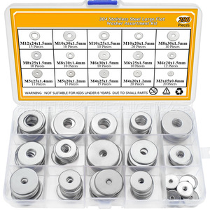 304 Stainless Steel Flat Washer Assortment Kit 200pcs Metric Size M3 M4 M5 M6 M8 M10 M12 Hardware Repair Parts - Product Image 1