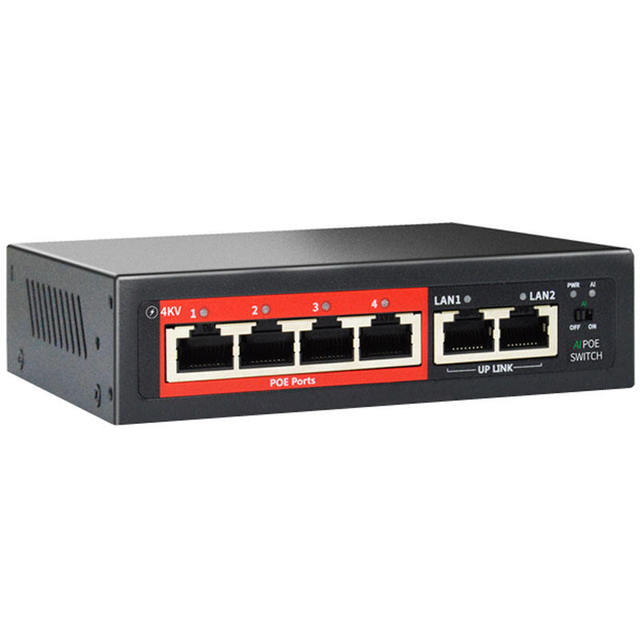 Converter 6 Port AI POE Network Switch Power Supply Ethernet 10/100Mbps Switch for IP Camera Wireless AP