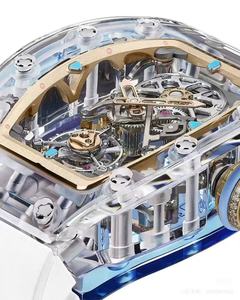 Montre pour homme de haute qualité, étanche, élégante, design mécanique personnalisé avec miroir saphir, bracelet en caoutchouc, boîtier en métal de luxe, mode - Product Image 2