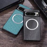 Étui de téléphone portable en cuir PU magnétique à texture tissée couleur unie pour Google Pixel 9 10 Pro 6-8, protection intégrale