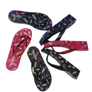 High Quality 5cm High Heel Printed Rubber Slippers Women's Summer Flip Flops Custom LOGO Design Wholesale Cheap Flip Flops