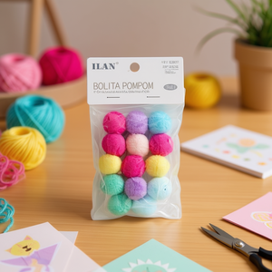Ilan Bolita Pompom 2.5Cm Colore Macaron 15 Pezzi Decorazioni Artigianali - Product Image 2