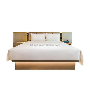 Simple Style Hotel Twin <b>Bed</b> Furniture Custom MDF Panel Wood <b>Base</b> Two <b>Single</b> <b>Beds</b> Frame for Budget Boutique Hotel B&B Project - Product Image 4