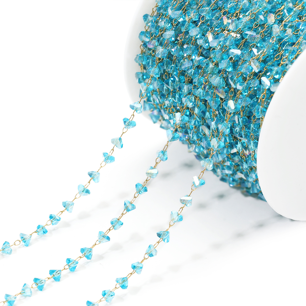 3mm Natural Stone Chain Crystal Chain Stainless Steel Bead Chain Necklace Ankle Bracelet Jewelry Making Accessories Supplies