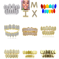 Ensemble de bijoux personnalisé, style hip-hop, appareil dentaire, crocs de vampire, zircone cubique micro-pavé, bling bling, grilz dentaire