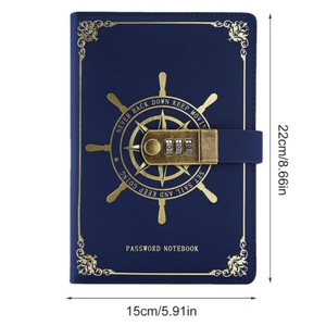 Journal secret à cadenas nautique, bleu marine, cuir de qualité supérieure, confidentialité, mot de passe secret, carnet avec cadenas à combinaison - Product Image 4