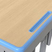 Ensemble de chaises d'étudiant en métal de style moderne avec dessus de bureau en bois et table réglable en hauteur, écologique et durable pour les écoles