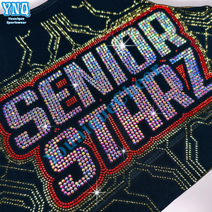 Manufactured Cheer Bling Hotfix <strong>Custom</strong> Rhinestone <strong>Heat</strong> <strong>Transfer</strong> Design Iron On T-shirt - Product Image 1