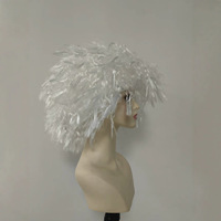Perruque afro blanche Einstein COS, best-seller transfrontalier, avec base en polyuréthane et bonnet en filet de soie K/P - Vente directe usine
