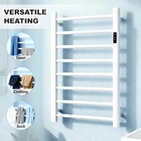 Porte-serviettes chauffant pour salle de bain, chauffe-serviettes mural, chauffe-serviettes avec écran LED, porte-serviettes avec 8 barres, blanc
