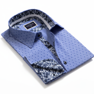 Chemise décontractée bleue pour homme, grande taille, sans col, 100 % coton, infroissable, écologique, séchage rapide, pour le printemps - Product Image 2