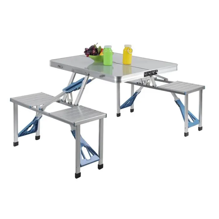 Draagbare Koffer Aluminium Opklapbare Tafel Met Stoelen En Paraplu Gat