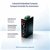 PC Industrial sin Ventilador para Riel DIN, RK3568 Cortex-A55 de Cuatro Núcleos, 2x RS485 + CAN Bus, -40 ° De la C a la 80 ° C, para Computación en el Borde