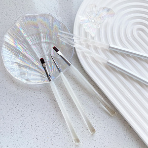 Ensemble de pinceaux à ongles professionnels à manche transparent givré, poils fins en nylon, forme ovale pour liner, outil de manucure pour salon de beauté - Product Image 1