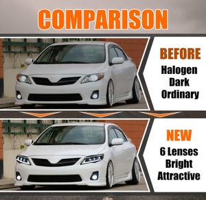 ไฟหน้าโปรเจคเตอร์ LED แบบกำหนดเอง <span class=keywords><strong>2</strong></span> ชิ้น สำหรับ Toyota Corolla 2011-2013 อัพเกรด Angel Eyes DRL ไฟสูง-ต่ำ - Product Image 2