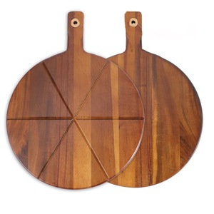 Juego de Tablas de Cortar Redondas de Madera, Tabla de Servir de Madera Maciza para Pizza, Carne, Charcutería, para Fiestas - Product Image 1