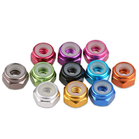8-32 Écrou autobloquant en aluminium anodisé M2 M3 M4 M5 Multicolore Tête hexagonale Écrou d'insertion en nylon Attaches de couleur