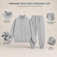 Ensemble de survêtement unisexe personnalisé en molleton de coton épais, sweat-shirt à col zippé et pantalon de jogging