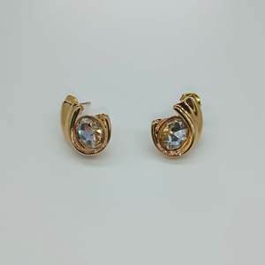 <b>Crystal</b> <b>Earrings</b> 316L Stainless Steel PVD Gold Plating Sustainable Resistant <b>Studs</b> For Women Jewelry - Product Image 1