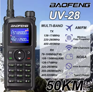Radio Baofeng UV28 de 10W, Radio Ham NOAA UHF VHF Tri Banda Aérea <span class=keywords><strong>AM</strong></span>/FM, Radios Bidireccionales Resistentes, Portátiles, de Largo Alcance, Walkie Talkie - Product Image 2