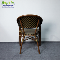 Chaise de bistrot française en rotin tressé doré au design moderne Happy Life Furniture pour extérieur, patio, café, école, parc, cuisine
