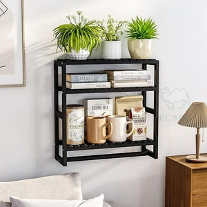 ชั้นวางของในห้องน้ำทำจากไม้ไผ่แบบปรับได้3ชั้นชั้นวางของแบบลอยได้ - Product Image 2